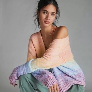 Anthropologie Celine Ombre Rainbow Cardigan XS